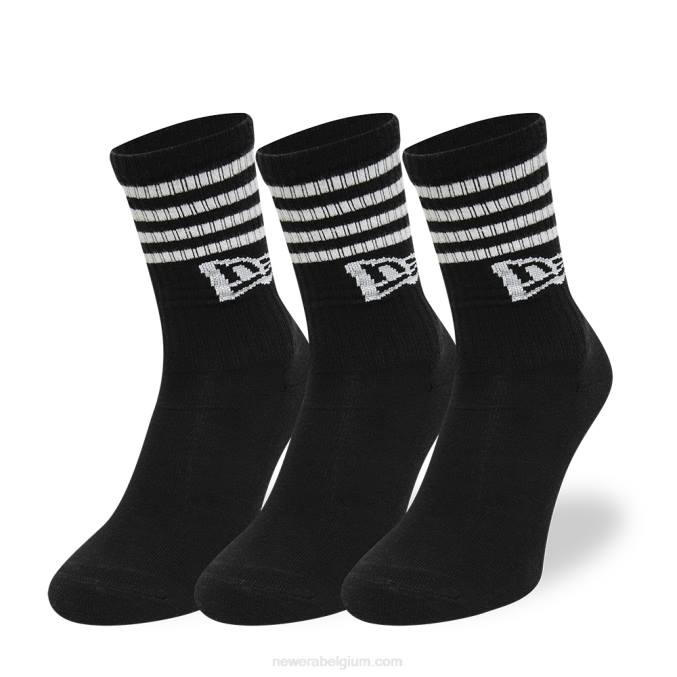 New Era stripe 3 pack crew zwarte sokken BT243213