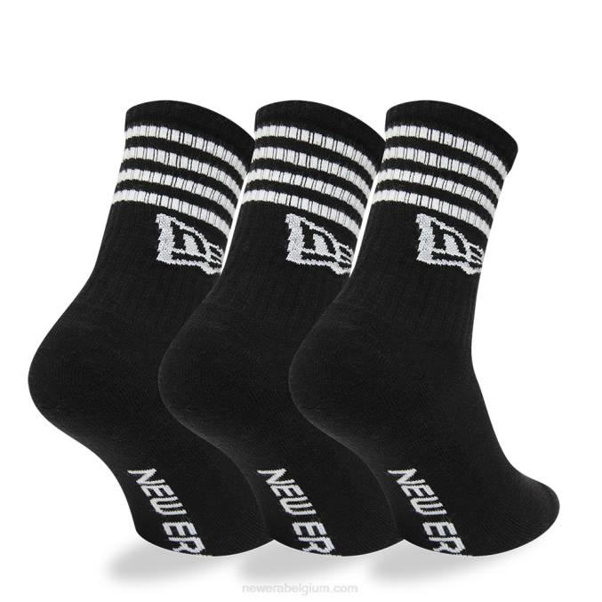 New Era stripe 3 pack crew zwarte sokken BT243213
