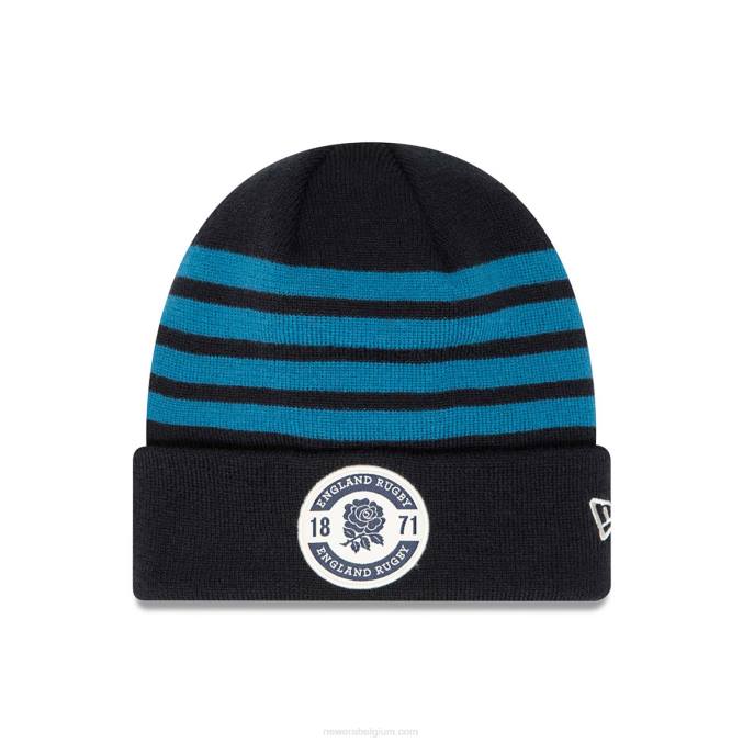 New Era Engelse rugby streep patch marine beanie muts BT242369