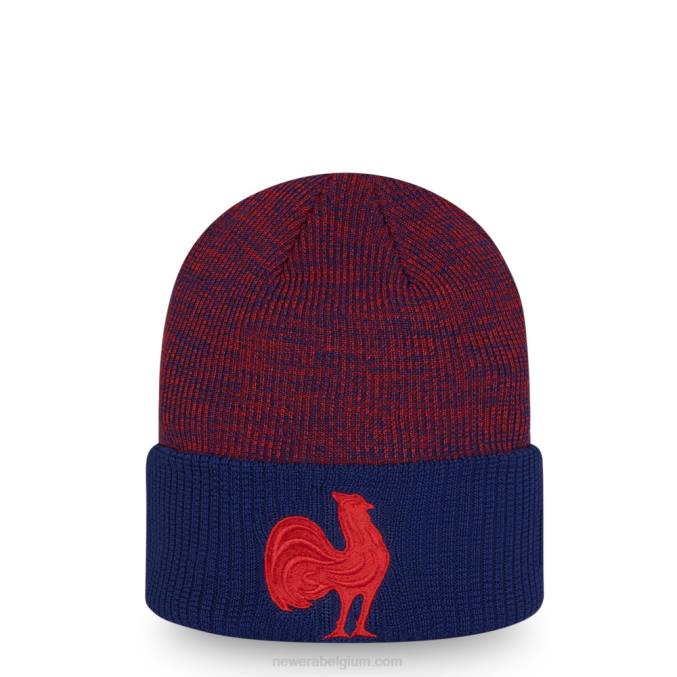 New Era Frankrijk rugby beanie hoed met blauwe manchetten BT242558