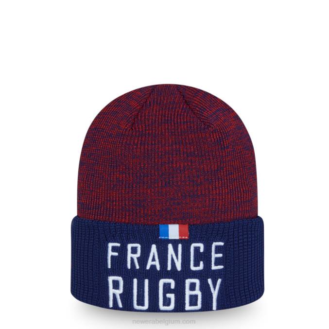 New Era Frankrijk rugby beanie hoed met blauwe manchetten BT242558
