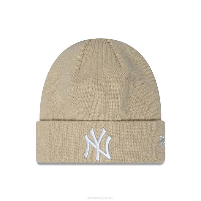 New Era New York Yankees Essential lichtbeige gebreide muts voor dames met manchetten BT242469