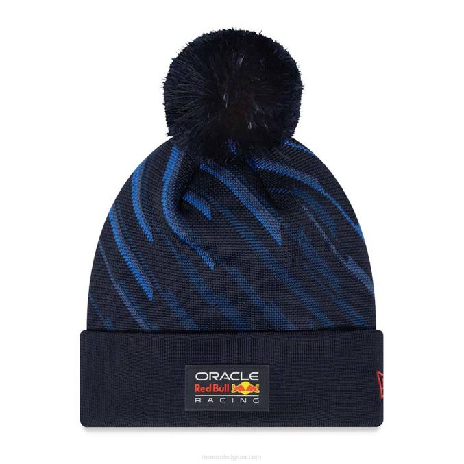 New Era Red Bull Racing Team all-over print blauwe pompon gebreide beanie muts BT242428
