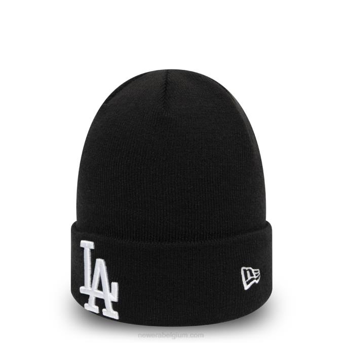 New Era la dodgers essentiële zwarte muts met manchetten BT242457