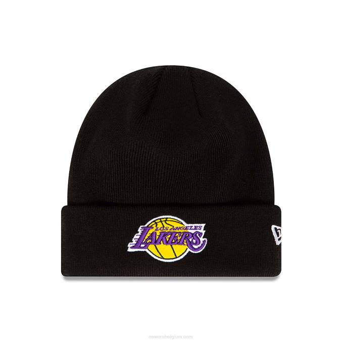 New Era la lakers essentiële zwarte gebreide beanie met manchetten BT242429