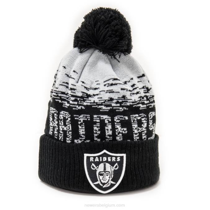 New Era las vegas raiders zwarte beanie met sportmanchet BT242467
