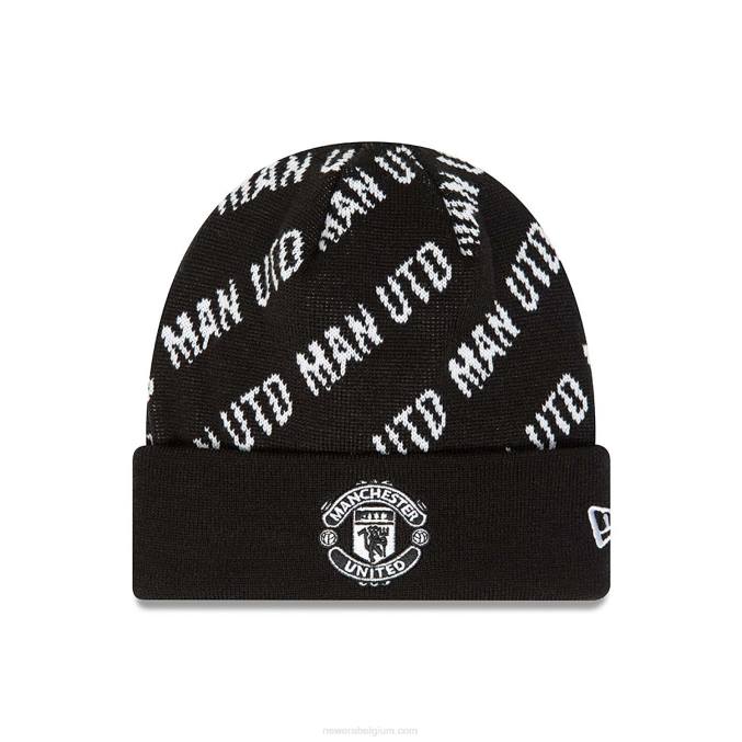 New Era manchester united fc ton-sur-ton zwarte gebreide muts met manchetten BT242349