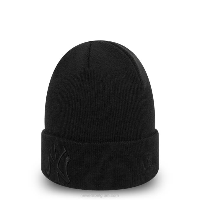 New Era new york yankees essentiële geheel zwarte muts met manchetten BT242477