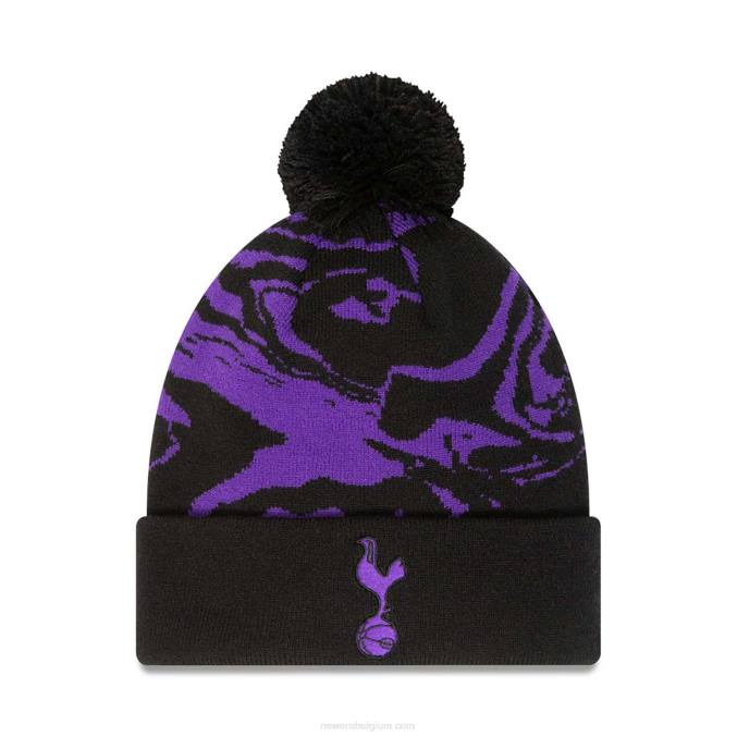 New Era tottenham hotspur fc all-over print zwarte gebreide muts met manchetten BT242359