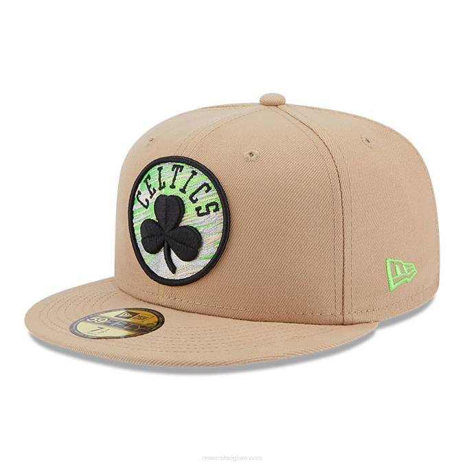 New Era Boston Celtics team neonbeige 59fifty getailleerde pet BT24627
