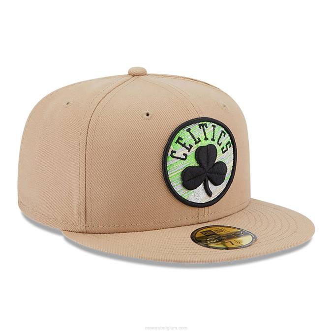 New Era Boston Celtics team neonbeige 59fifty getailleerde pet BT24627