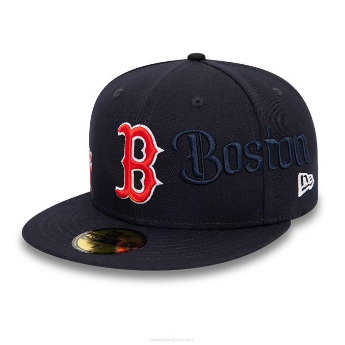 New Era Boston Red Sox script marine 59fifty getailleerde pet BT24743