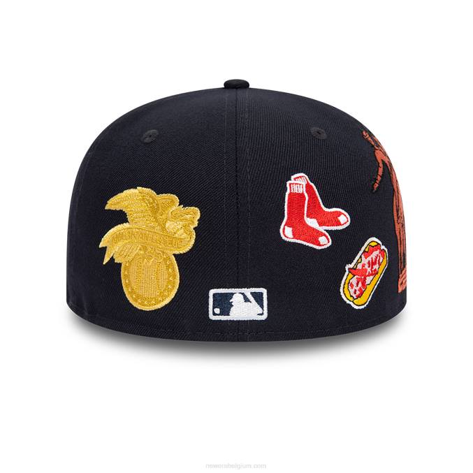 New Era Boston Red Sox script marine 59fifty getailleerde pet BT24743