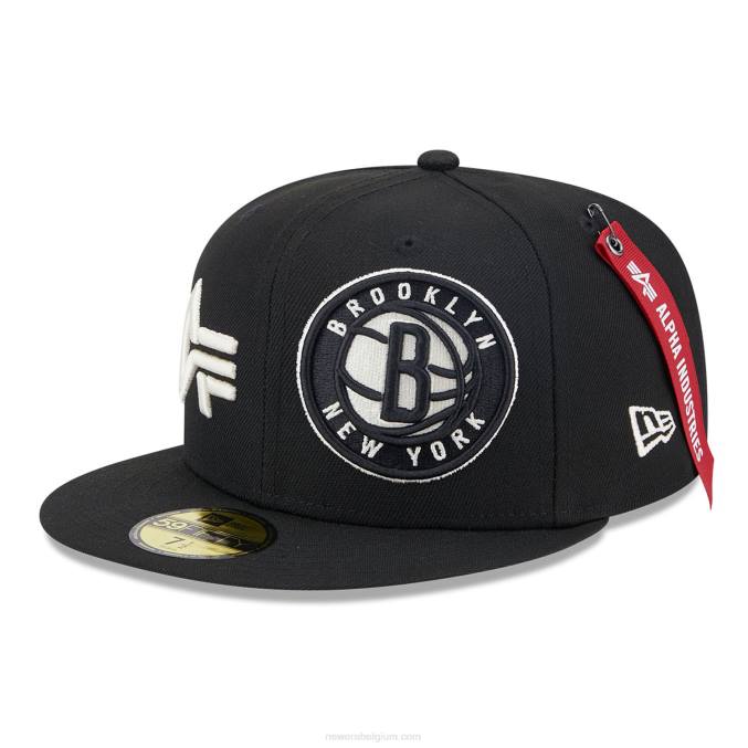 New Era Brooklyn Nets Alpha Industries x nba zwarte 59fifty getailleerde pet BT24976