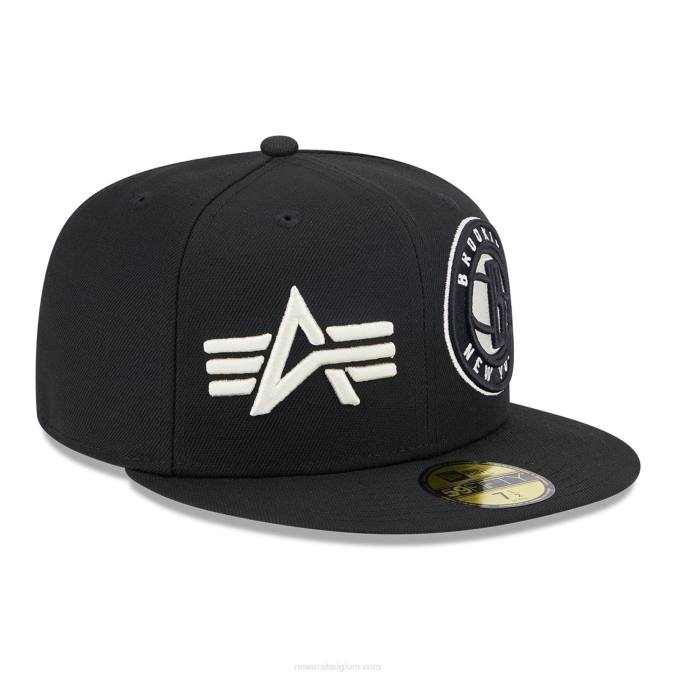 New Era Brooklyn Nets Alpha Industries x nba zwarte 59fifty getailleerde pet BT24976