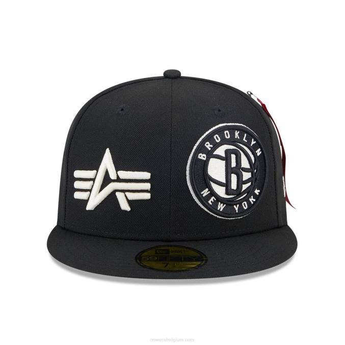New Era Brooklyn Nets Alpha Industries x nba zwarte 59fifty getailleerde pet BT24976