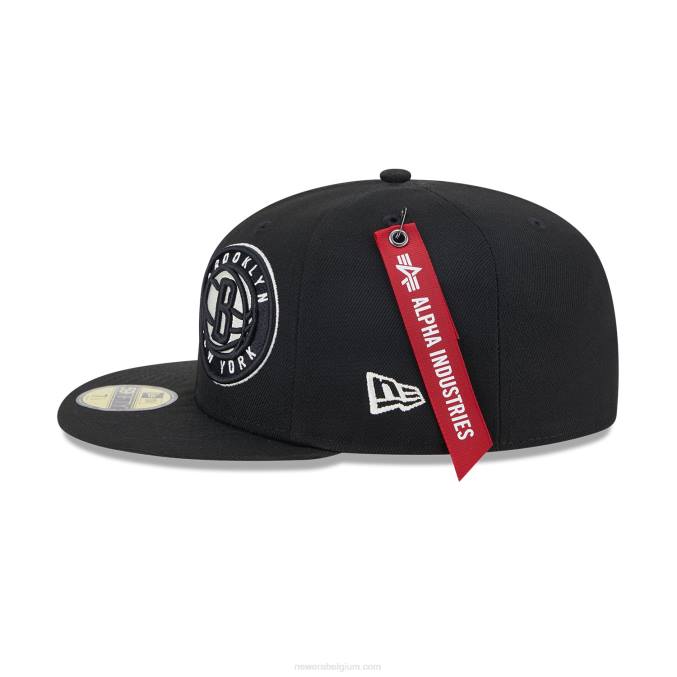 New Era Brooklyn Nets Alpha Industries x nba zwarte 59fifty getailleerde pet BT24976