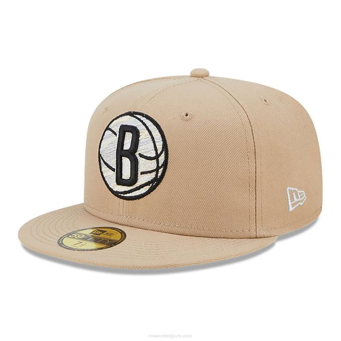 New Era Brooklyn Nets team neonbeige 59fifty getailleerde pet BT24744