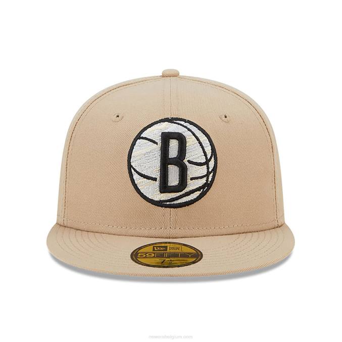New Era Brooklyn Nets team neonbeige 59fifty getailleerde pet BT24744