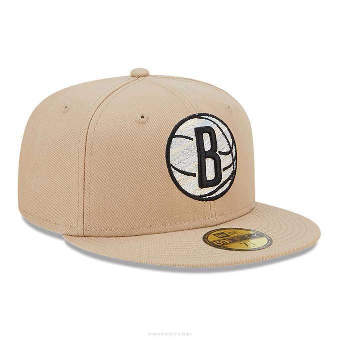 New Era Brooklyn Nets team neonbeige 59fifty getailleerde pet BT24744
