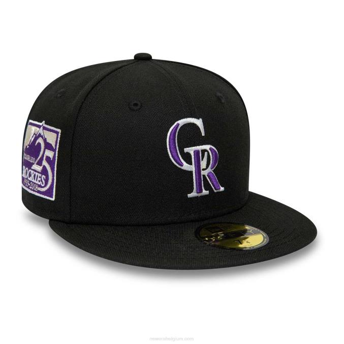 New Era Colorado Rockies 25e verjaardag zwarte 59fifty getailleerde pet BT24512