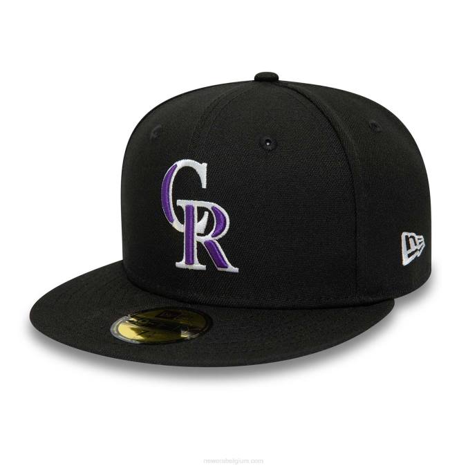 New Era Colorado Rockies 25e verjaardag zwarte 59fifty getailleerde pet BT24512