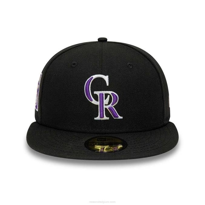 New Era Colorado Rockies 25e verjaardag zwarte 59fifty getailleerde pet BT24512