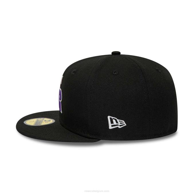 New Era Colorado Rockies 25e verjaardag zwarte 59fifty getailleerde pet BT24512