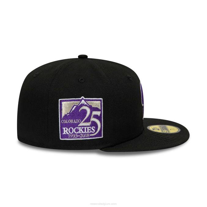 New Era Colorado Rockies 25e verjaardag zwarte 59fifty getailleerde pet BT24512