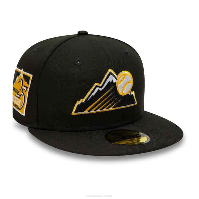 New Era Colorado rockies zwarte en gele 59fifty getailleerde pet BT24326