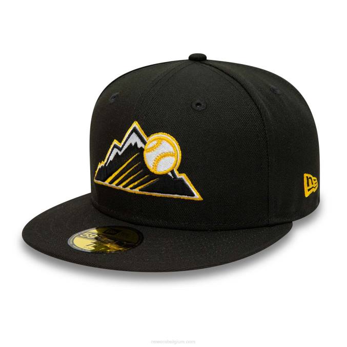 New Era Colorado rockies zwarte en gele 59fifty getailleerde pet BT24326