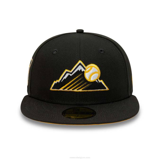 New Era Colorado rockies zwarte en gele 59fifty getailleerde pet BT24326