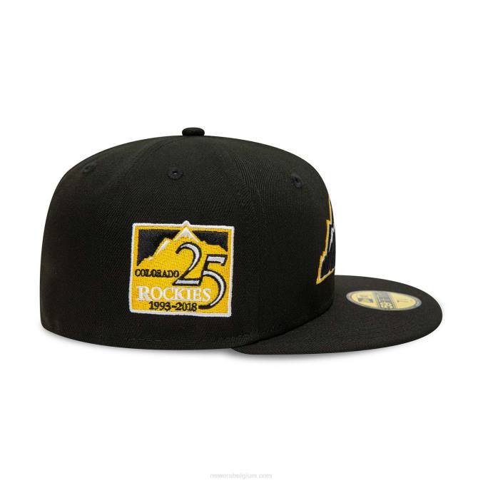 New Era Colorado rockies zwarte en gele 59fifty getailleerde pet BT24326