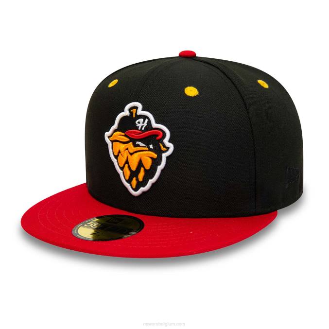 New Era Hillsboro hop milb zwarte en rode 59fifty getailleerde pet BT24877