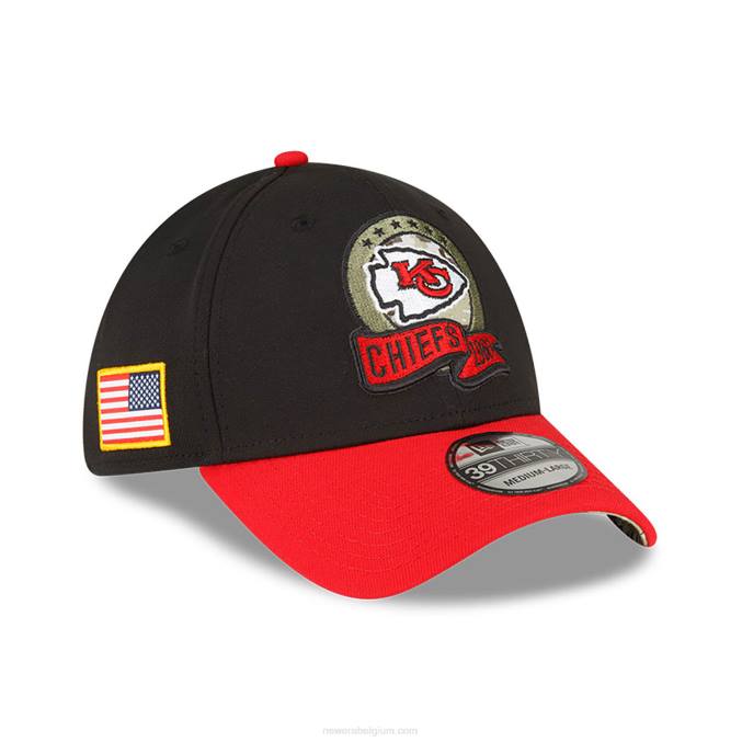 New Era Kansas City Chiefs nfl salute to service zwarte 39thirty stretch fit pet BT242187