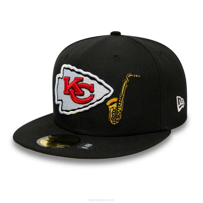 New Era Kansas City Chiefs team spotlight zwart 59fifty getailleerde pet BT24982