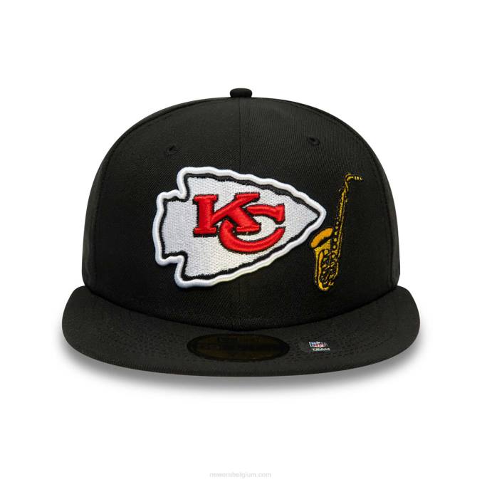 New Era Kansas City Chiefs team spotlight zwart 59fifty getailleerde pet BT24982
