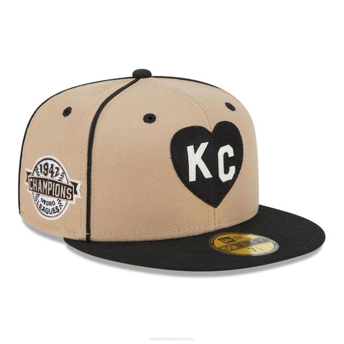 New Era Kansas City Monarchs Negro League beige 59fifty getailleerde pet BT241041
