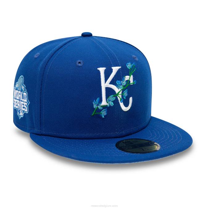 New Era Kansas City Royals patch op de zijkant Bloom Blue 59fifty getailleerde pet BT24959