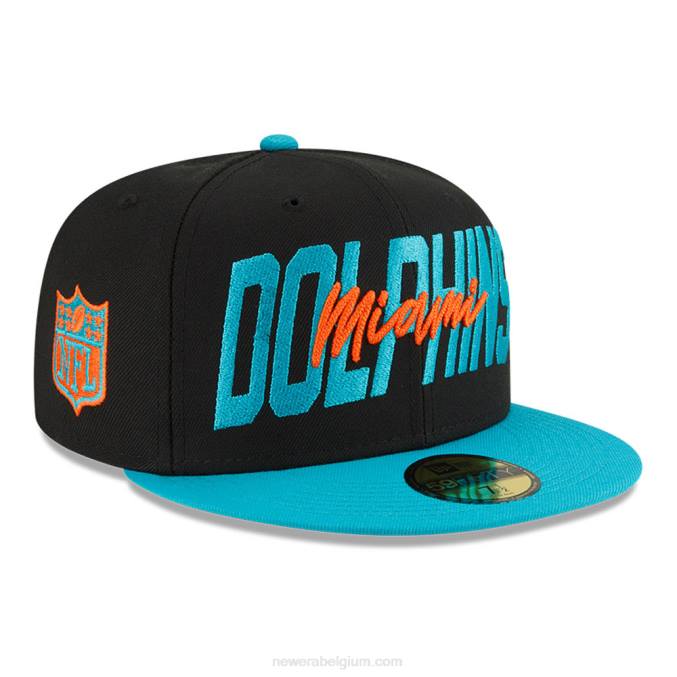 New Era Miami Dolphins nfl draft zwarte 59fifty getailleerde pet BT24121
