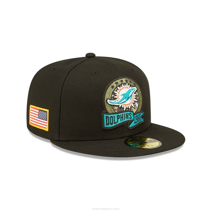 New Era Miami Dolphins nfl salute to service zwarte 59fifty 59fifty pet BT24941