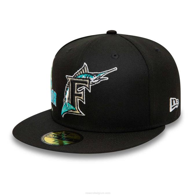New Era Miami Marlins Stateview zwarte 59fifty getailleerde pet BT24447