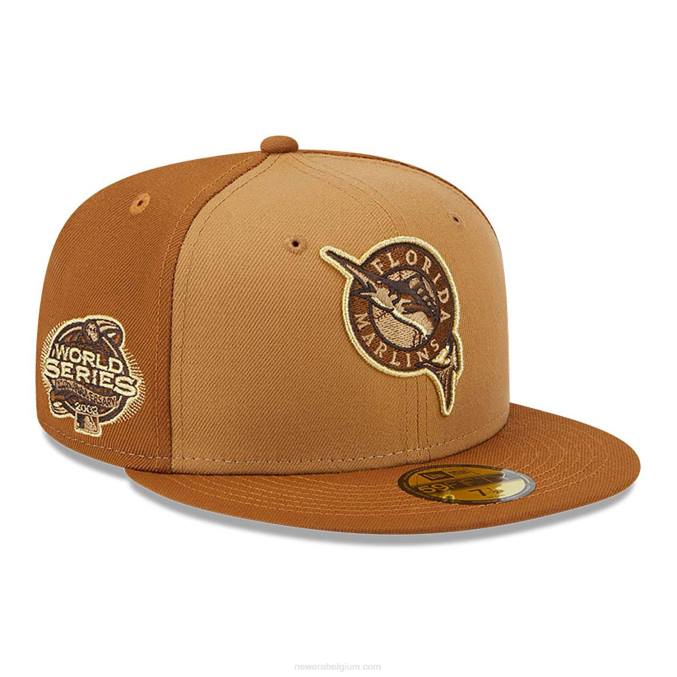 New Era Miami Marlins driekleurige bruine 59fifty pet BT24383