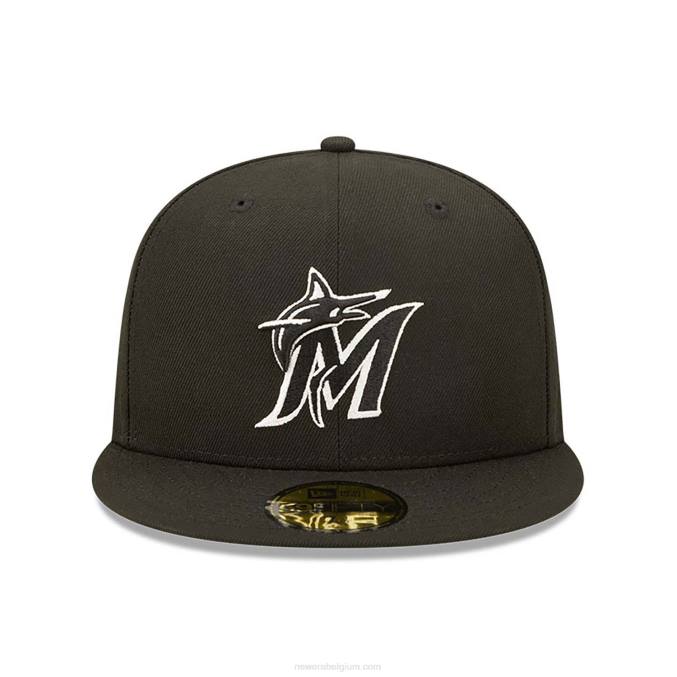 New Era Miami Marlins zwarte 59fifty getailleerde pet BT24142