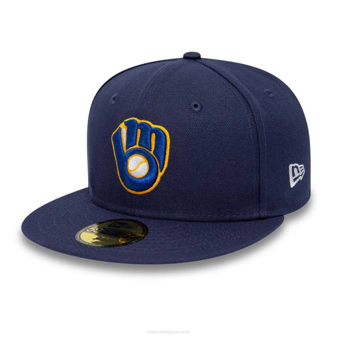 New Era Milwaukee Brewers 25e verjaardag marineblauwe 59fifty getailleerde pet BT24389