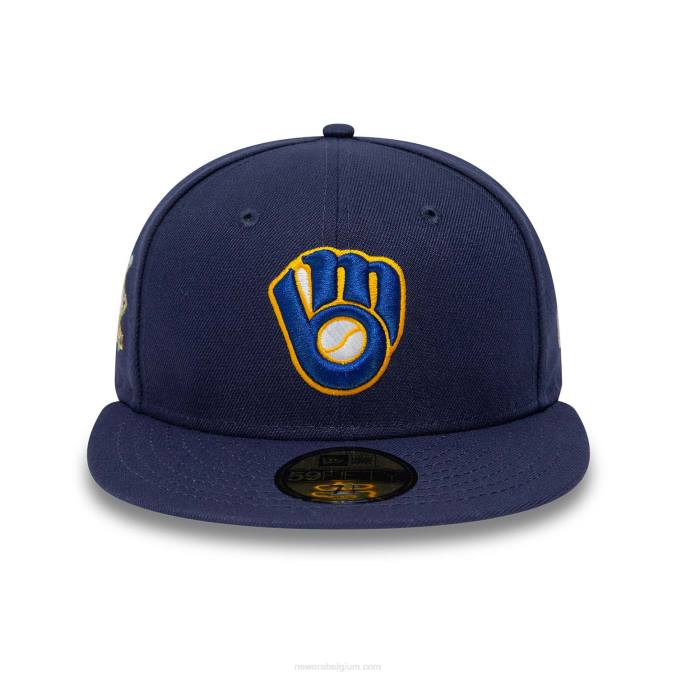 New Era Milwaukee Brewers 25e verjaardag marineblauwe 59fifty getailleerde pet BT24389