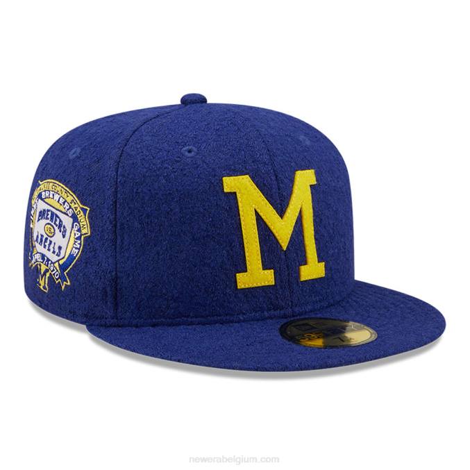 New Era Milwaukee Brewers wollen blauwe 59fifty getailleerde pet BT24297