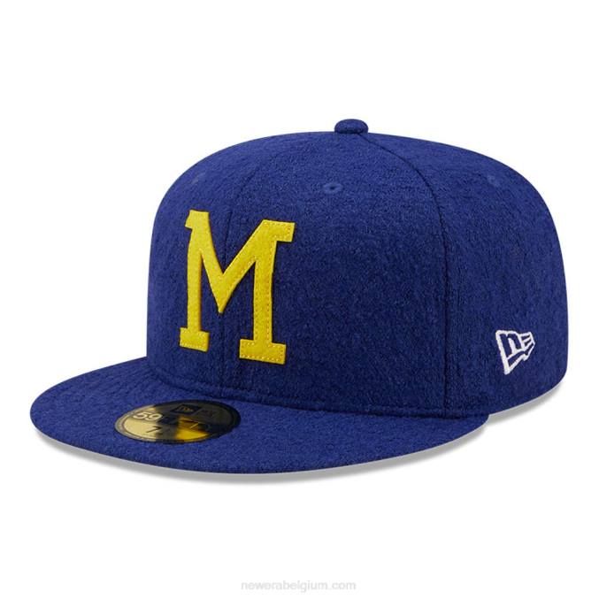 New Era Milwaukee Brewers wollen blauwe 59fifty getailleerde pet BT24297
