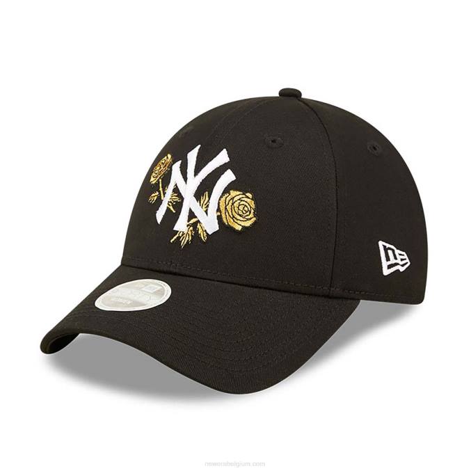 New Era New York Yankees dames bloemen metallic zwarte 9forty verstelbare pet BT241613