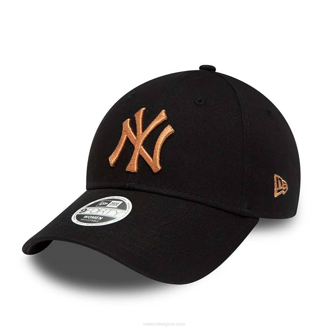 New Era New York Yankees dames metallic logo zwarte 9forty verstelbare pet BT241533